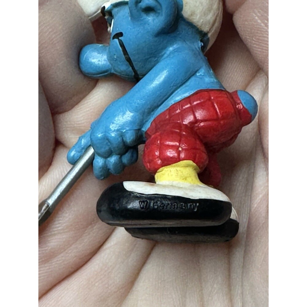 VTG 1979 Golfer Smurf PVC Figure Schleich Peyo W Germany Red Plaid Pants Rare - Picture 5 of 6